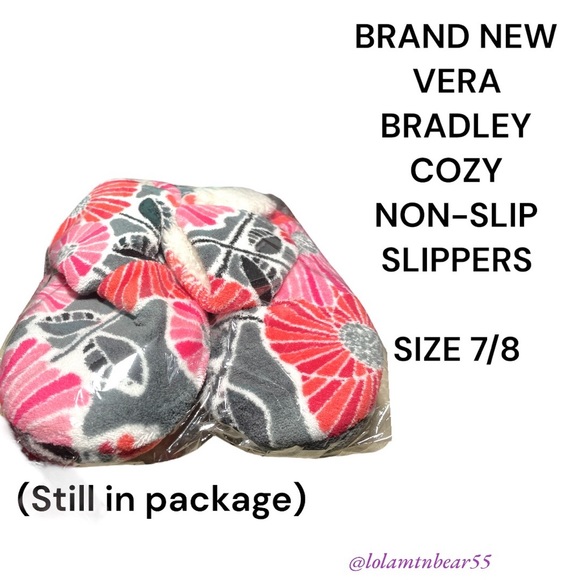VERA BRADLEY RUBBER NON-SLIP BOTTOM COZY COLORFUL SHERPA SLIPPERS,NEW IN PACKAGE - Picture 5 of 10